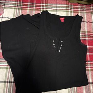 Guess Black Tank Top with Eyelet Detail